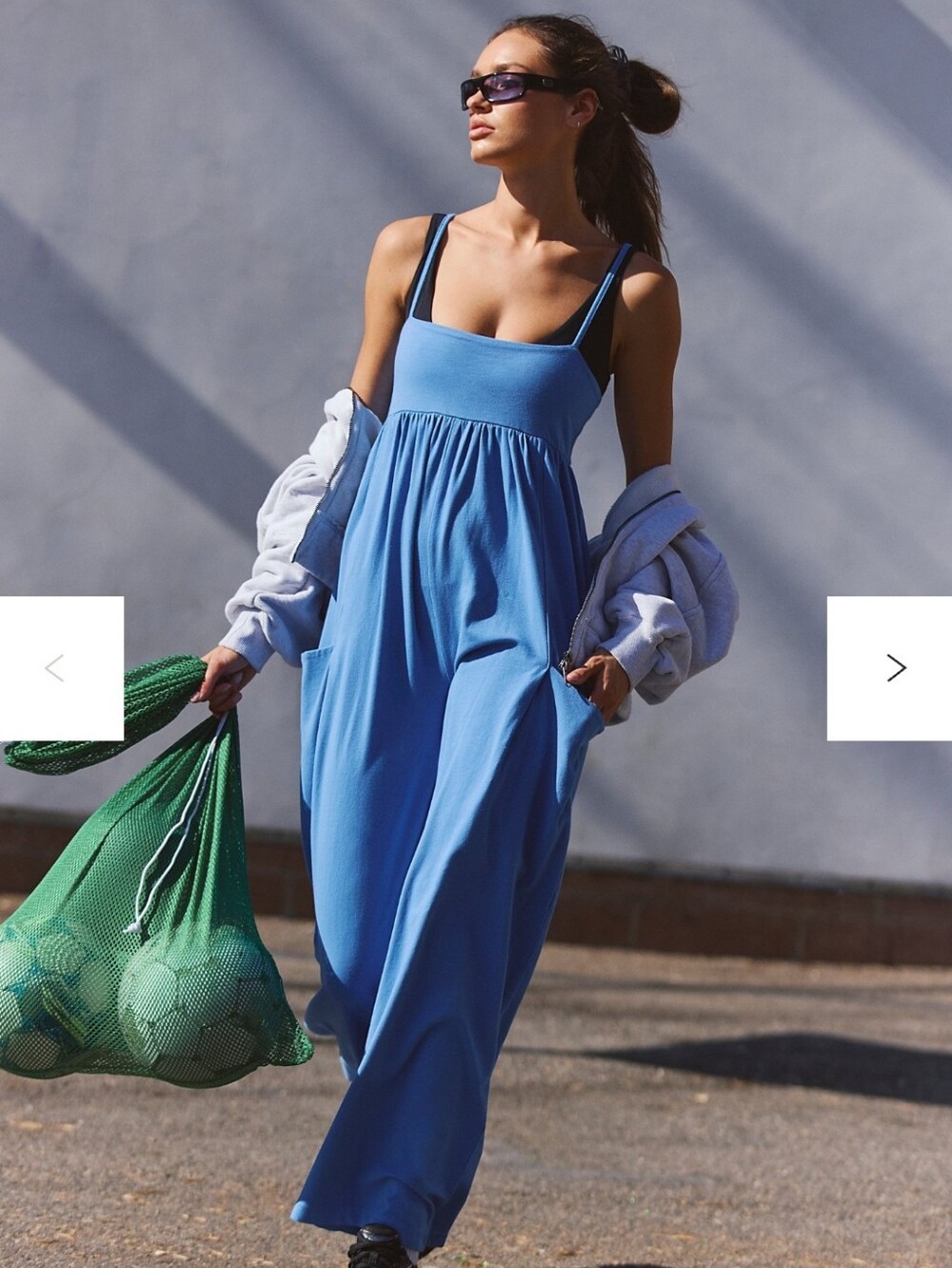 Free People FP Movement Hot Shot Strappy Onesie – Light Cobalt – Large – NWT